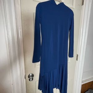 Balera Dance navy blue dress MA long sleeve assymetric bottoms euc